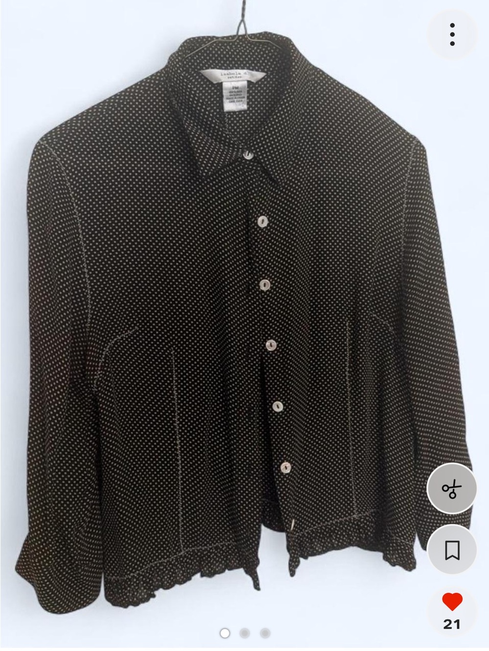 100% Silk Vintage Isabel De Pietro Polka Dot Blouse